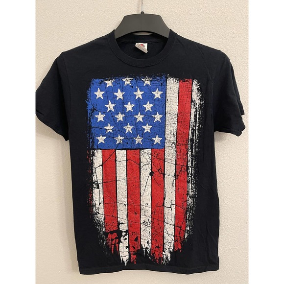 Fruit of the Loom T-shirt American Flag Unisex Sz S slightly used - Picture 1 of 7